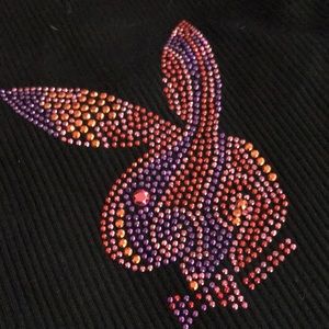 Playboy shirt dog pet sport black metallic bunny